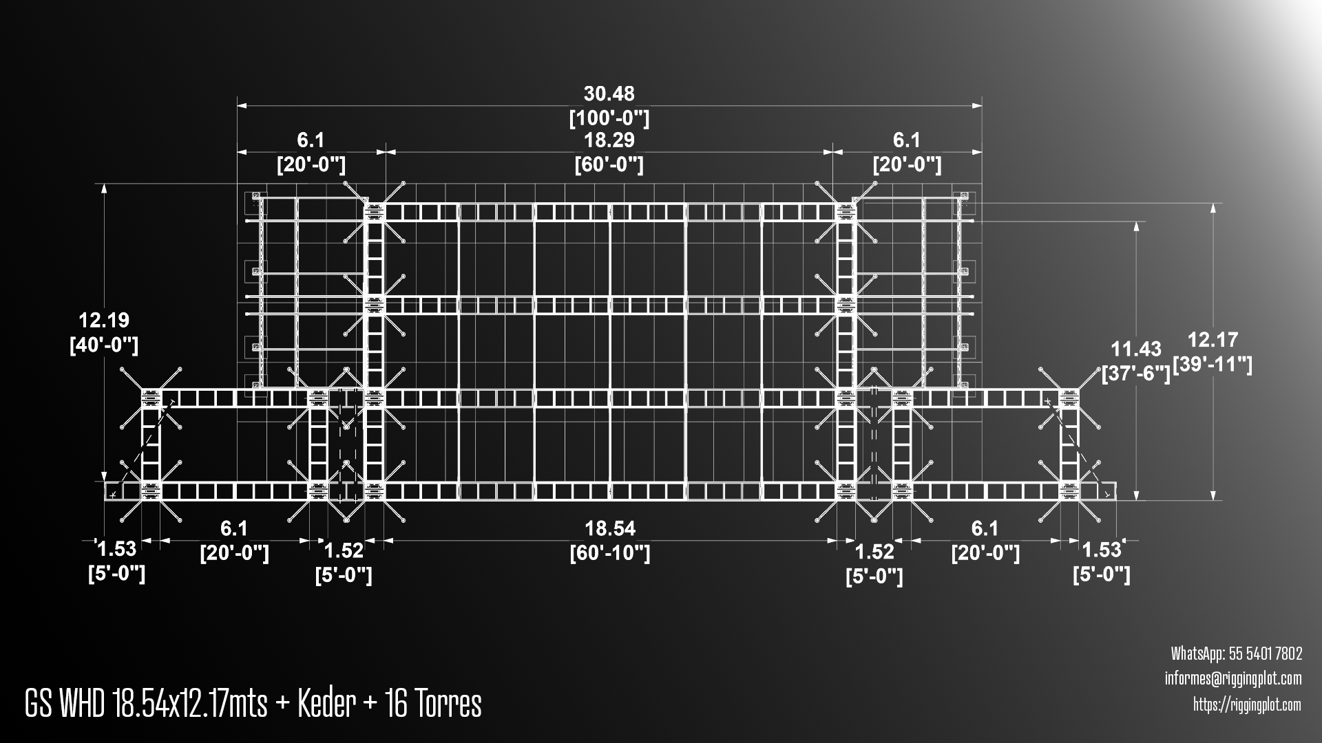 RENTA DE GROUND SUPPORT WHD 18.50X12.20MTS CON CANTILIVER DE 16 TORRES CANCÚN